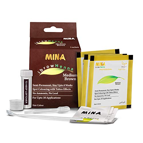 Mina ibrow Henna Medium Brown regular Pack for Hair Coloring (Effectively covers resistant grey hair)