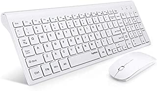 Wireless Keyboard and Mouse Combo, TopMate 2.4G Ultra Slim Compact Full Size Quiet Scissor Switch Keyboard and Mice Set for Windows, Mac OS, Laptop, PC - (White)