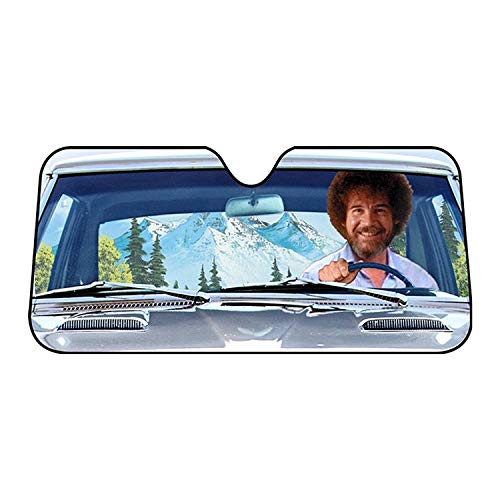 Bob Ross Car Sun Shade - Funny Auto Windshield Sunshade Screen Cools Vehicle Interior - 58