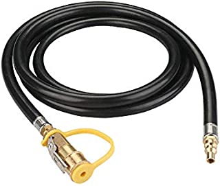 KIBOW 10Ft Low Pressure Propane Quick-Connect Hose- 1/4 Safety Shutoff Valve & Male Full Flow Plug for RVs