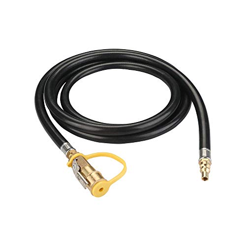 KIBOW 10Ft Low Pressure Propane Quick-Connect Hose- 1/4 Safety Shutoff Valve & Male Full Flow Plug for RVs