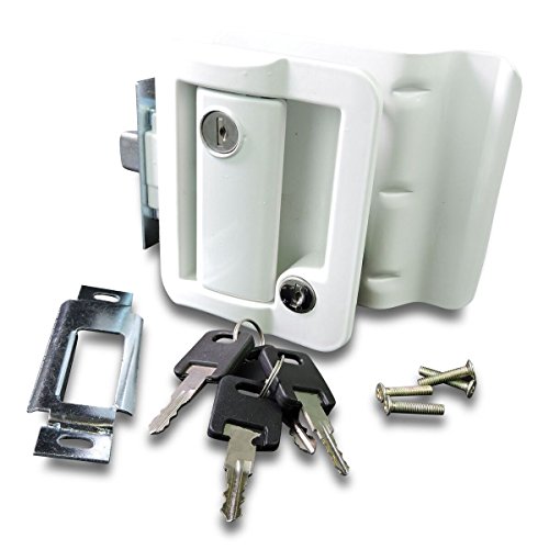 RV Travel Trailer Entry Door Lock Polar White Paddle Deadbolt