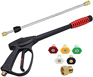 Twinkle Star 3000 PSI High Pressure Power Washer Gun with 21 Inch Replacement Wand, Power Washer Gun with M22-15 or M22-14 Fitting, 5 Nozzles Tips, TWS139