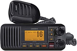 Uniden UM385BK 25 Watt Fixed Mount Marine Vhf Radio, Waterproof IPX4 W/ Triple Watch, Dsc, Emergency/Noaa Weather Alert, All Usa/International/Canadian Marine Channels, Memory Channel Scan, Black