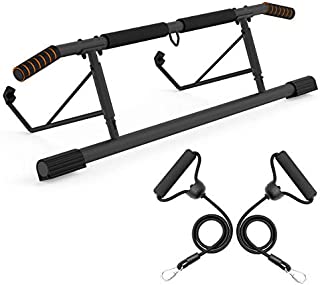 YIOFOO Door Pull Up Bar No Screws Doorway, Pullup Chin Up Bars Fitness for Home Gym with Bonus Exercise Bands (Fits Almost All Doors)