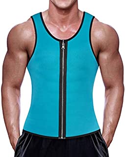 RIBIKA Mens Sweat Vest Weight Loss Neoprene Sauna Suit Waist Trainer Tank Top Workout Running Shirt Blue