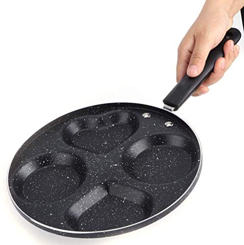 Egg Frying Pan 4 Cup Mold, BESTZY Non-Stick Iron Egg Cooker Rings, Omelet Burger Pancake Pan, Gas Stove and Induction Hob Compatible for Breakfast Home Cooking (9.5-Inch, Black)