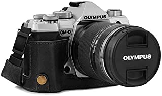 MegaGear MG1864 Ever Ready Genuine Leather Camera Half Case Compatible with Olympus OM-D E-M5 Mark III - Black