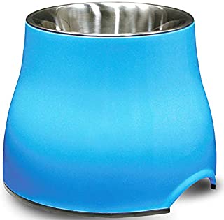 Dogit Elevated Dog Bowl, Stainless Steel Food & Water Dish for Dogs, Large, Blue