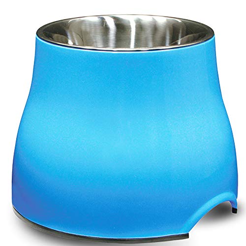 Dogit Elevated Dog Bowl, Stainless Steel Food & Water Dish for Dogs, Large, Blue