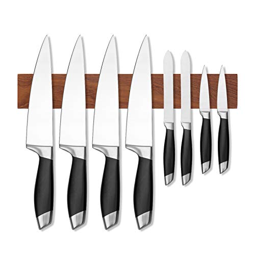 Utoplike Teak Wood Magnetic Knife Strip 15 Inch,Knife Magnetic Holder Wall Mounted Rack for Organizing Kitchen, New Upgrade, Powerful Continuous Magnet