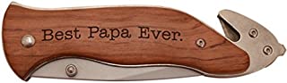 ThisWear Best Papa Ever Laser Engraved Stainless Steel Folding Survival Knife