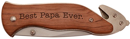 ThisWear Best Papa Ever Laser Engraved Stainless Steel Folding Survival Knife