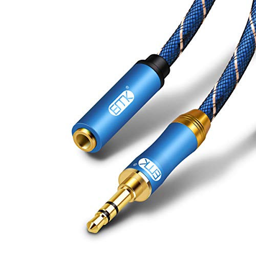 Aux Extension Cable,EMK 3.5mm Audio Extension Cable Male to Female[24K Gold-Plated,Hi-Fi Sound] Nylon-Braided Stereo Audio Extension Cord for Smartphone,Tablets,MP3 Players (10ft/3m)