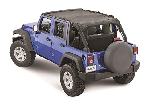 MasterTop Freedom Mesh Bimini Plus Top in Black| Compatible with 2007-2018 Jeep JKU 4 Dr Wrangler Vehicles|No need to remove when replacing Hard Top|14221401