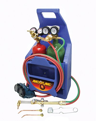 Ameriflame TI100AT Medium Duty Portable Welding/Cutting/Brazing Outfit with Plastic Carrying Stand Plus Oxygen and Acetylene Tanks