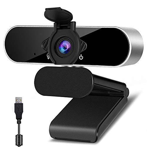 1080p Webcam with Microphone 360 Degree Rotation USB Webcam Plug & Play for Computer Camera with 110-Degree Wide View Angle for Desktop, Laptop,Video Calling Recording Conferencing