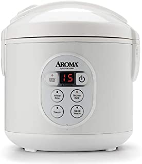 Aroma Housewares 8-Cup (Cooked) (4-Cup UNCOOKED) Digital Rice Cooker and Food Steamer (ARC-914D),White