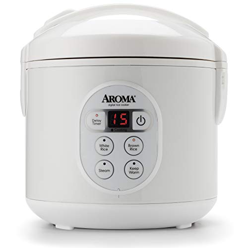 Aroma Housewares 8-Cup (Cooked) (4-Cup UNCOOKED) Digital Rice Cooker and Food Steamer (ARC-914D),White