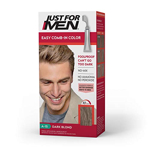 Just For Men Easy Comb-In Color (Formerly Autostop), Gray Hair Coloring for Men with Comb Applicator - Dark Blond, A-15 (Packaging May Vary)