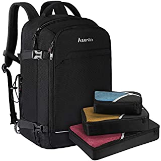 Asenlin 40L Travel Backpack 17 Inch Laptop Backpack Flight Approved Luggage Carry On Water Resistant Computer Backpack for Weekender Overnight Large Daypack Black