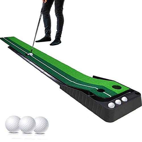 KOMEI Indoor Golf Putting Green - Portable Mat with Auto Ball Return Function - Mini Golf Practice Training Aid, Game and Gift for Home, Office, Outdoor Use