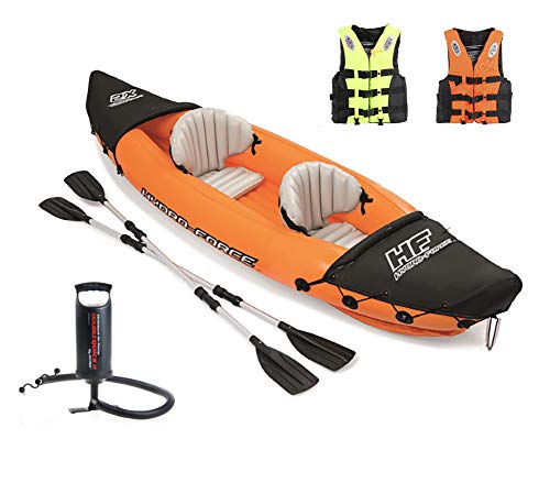 Flydem Inflatable Kayak,Set with Aluminum Oars and High Output Air Pump,2-Person