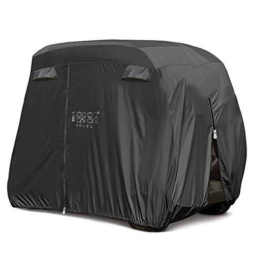 10L0L Universal 4 Passenger Golf Cart Cover for EZGO Club Car Yamaha, Waterproof Sunproof Outdoor Storage Cover - Black