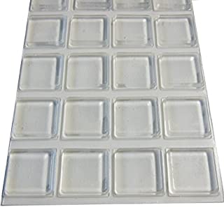 Rubber Bumpers Self Adhesive Large - 20 Pack - Rubber Pads for Cutting Board Feet - 1 Inch Square Clear Rubber Bumper Pads