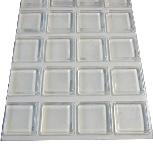 Rubber Bumpers Self Adhesive Large - 20 Pack - Rubber Pads for Cutting Board Feet - 1 Inch Square Clear Rubber Bumper Pads