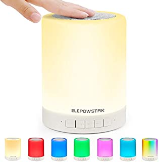 ELEPOWSTAR Smart Touch Night Light with Bluetooth Music Speaker, Dimmable Color Changing RGB Bedside Lamp for Bedroom, Portable Speakers with Mood Light, Best Gifts for Baby, Kids,Party