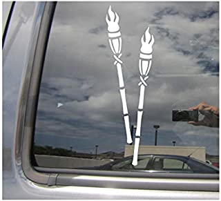 Right Now Decals Tiki Torches - Hawaii Island South Pacific - Cars Trucks Moped Helmet Hard Hat Auto Automotive Craft Laptop Vinyl Decal Store Window Wall Sticker 05008