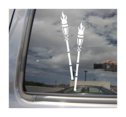 Right Now Decals Tiki Torches - Hawaii Island South Pacific - Cars Trucks Moped Helmet Hard Hat Auto Automotive Craft Laptop Vinyl Decal Store Window Wall Sticker 05008