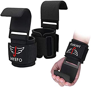 Jayefo Weight Lifting Hooks Wrist Wraps Support Hooks Grip Lifting Gloves Straps Bodybuilding Deadlifts Pull Ups Home Gym Workout