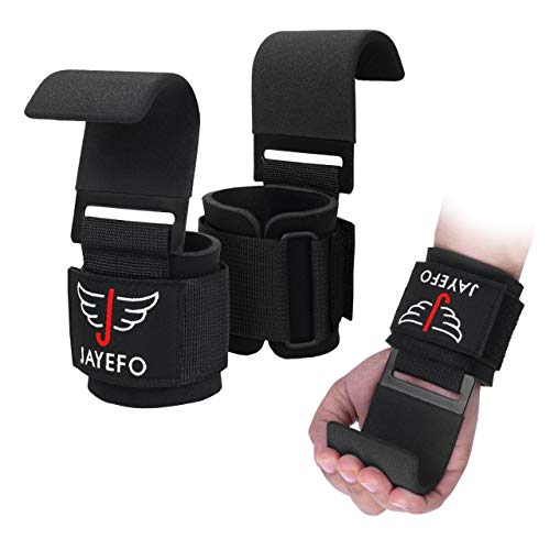 Jayefo Weight Lifting Hooks Wrist Wraps Support Hooks Grip Lifting Gloves Straps Bodybuilding Deadlifts Pull Ups Home Gym Workout