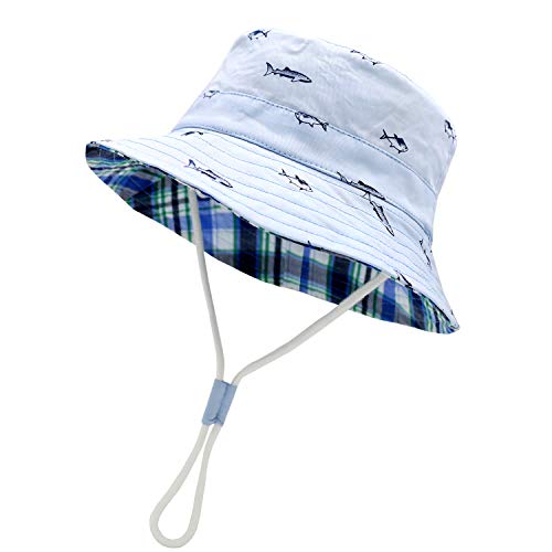 Sarfel Baby Sun Hat Toddler Summer Hats UPF 50+ Baby Bucket Hat Kids Beach Hats for Baby Boys Blue 18.9