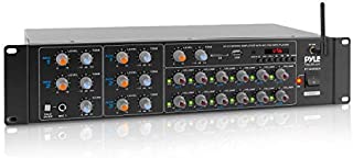 12-Channel Wireless Bluetooth Power Amplifier - 6000W Rack Mount Multi Zone Sound Mixer Audio Home Stereo Receiver Box System w/RCA, USB, AUX - for Speaker, PA, Theater, Studio/Stage - Pyle PT12050CH