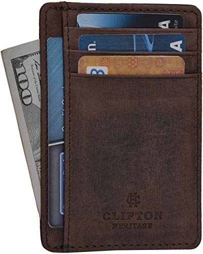 Leather Wallets for Men Minimalist Design Card Holder RFID Blocking Smart Wallet