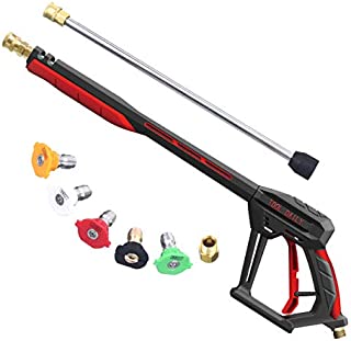 Tool Daily Pressure Washer Gun with Replacement Extension Wand, M22 14mm/15mm Fitting, 5 Power Washer Nozzle Tips, 4000PSI, 44 Inch