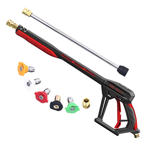 Tool Daily Pressure Washer Gun with Replacement Extension Wand, M22 14mm/15mm Fitting, 5 Power Washer Nozzle Tips, 4000PSI, 44 Inch