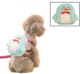 Stock Show Pet Dog Cartoon Backpack Harness with Leash, Puppy Dog Cute Animal Back Pack Saddle Bags with Lead Leash for Dog Outdoor Training Walking, Blue