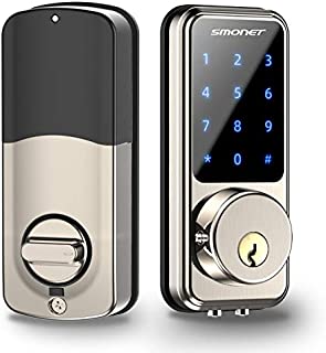 Smart Lock,SMONET Keyless Entry Door Lock,Remote Lock/Unlock for Home Security,Easy Install,Voice Control,Touchscreen Keypad Deadbolt ,Code Bluetooth Electric Deadbolt for Hotel,Office