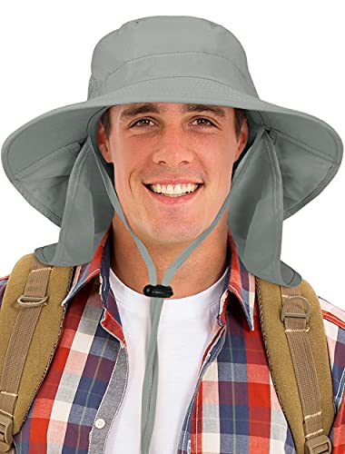 Catalonia Wide Brim Hat for Men,Outdoor Sun Protection Hat with Neck Flap Cover for Fishing Hiking Camping Hunting Boating Safari Gardening Working