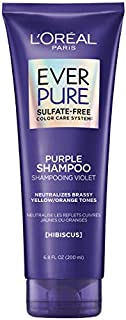 L'Oreal Paris Hair Care EverPure Sulfate Free Brass Toning Purple Shampoo for Blonde, Bleached, Silver, or Brown Highlighted Hair, 6.8 Fl. Oz (Packaging May Vary)