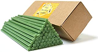 Natural Pure Beeswax Candles Organic Honey Eco Green Color Candles in Gift Box (Natural Cotton Wicks, Dripless, Smokeless, Not Taper Candles) (Green, 8 Inches (20 cm) 60pcs)