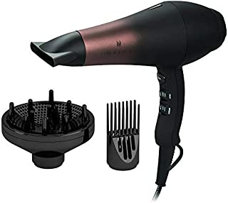 Wazor Professional Ionic Hair Dryer with Diffuser, Infrared Salon Grade Blow Dryer with Comb Attachment, 1875W Powerful Quiet Hair Blow Dryer, Tourmaline Ceramic Hairdryer with Nozzle, Black