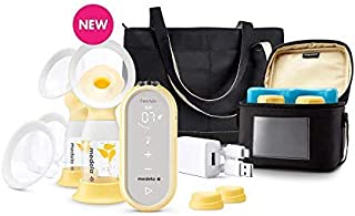 Medela Freestyle Flex Breast Pump with Bonus 100 Breast Milk Storage Bags, Closed System Quiet Handheld Portable Double Electric Breastpump, Mobile Connected Smart Pump with Touch Screen LED Display