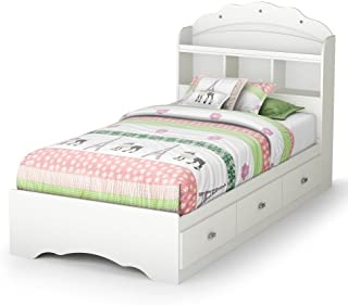 South Shore Tiara Twin Bookcase Storage Bed in Pure White