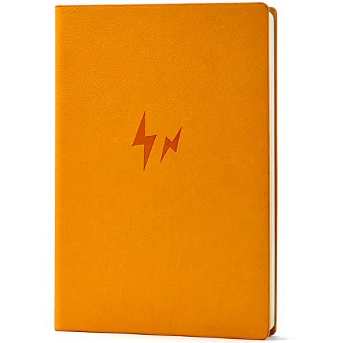 Evolway Fitness Journal and Planner,100 Days Diet and Workout Log, Gray Panther/Yellow Flash/Purple Lotus Design, Leather Cover, Sturdy Binding, Thick Pages & Laminated (Orange2.0)