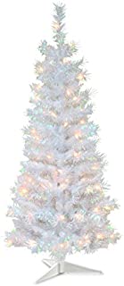 National Tree Company Pre-lit Artificial Christmas Tree | Includes Pre-strung White Lights and Stand | White Iridescent Tinsel - 4 ft (TT33-313-40)